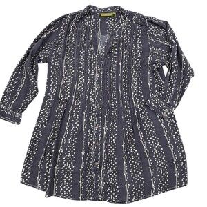 Rock Flower Paper Pinktuck Pleats Boho Tunic Top Long Flowy Pebble Gray S M